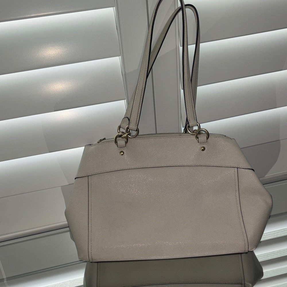 Coach Pebbled Leather Tote in Light Gray - Picture 2 of 3